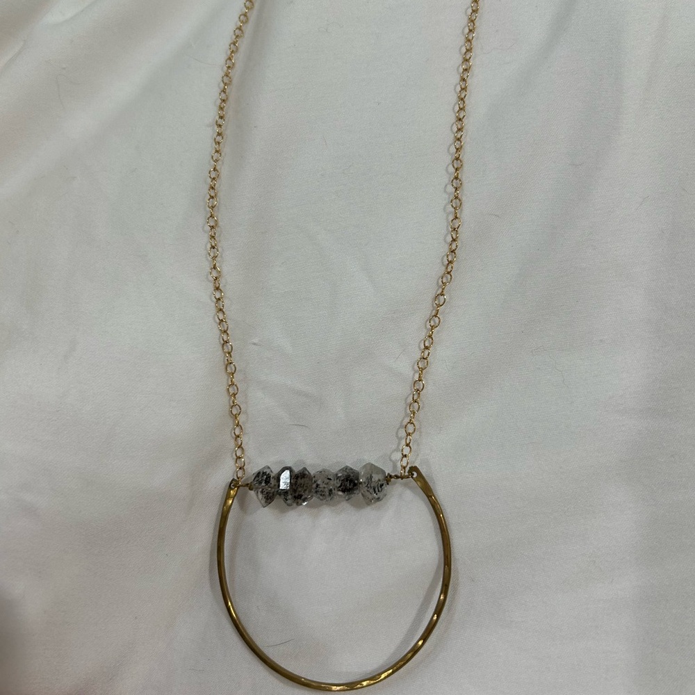 Gray Quartz Gold Necklace